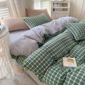 Cotton Yarn dyed Washed Cotton Four Piece Set Pure Cotton Printless Manufacturer Direct Sales Bedding, Quilt Cover, Japanese Style Good Fitted Sheet Wholesale 