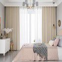 Modern simple thousand silk cotton curtain, solid color blackout cloth, cream color curtain, light luxury, vertical stripe, living room and bedroom project 