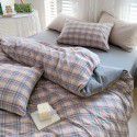 Cotton Yarn dyed Washed Cotton Four Piece Set Pure Cotton Printless Manufacturer Direct Sales Bedding, Quilt Cover, Japanese Style Good Fitted Sheet Wholesale 