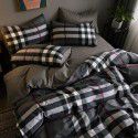 Nordic Style Simple Gentleman Men's Grey Duvet Cover Bedding Set of 4 Pieces Solid Color Sheet Grid Dormitory Set of 3 Pieces 