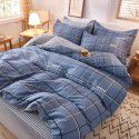 Thickened warm keeping pure cotton buffed four piece cotton quilt cover sheet 1.5/1.8m simple three piece bedding set 
