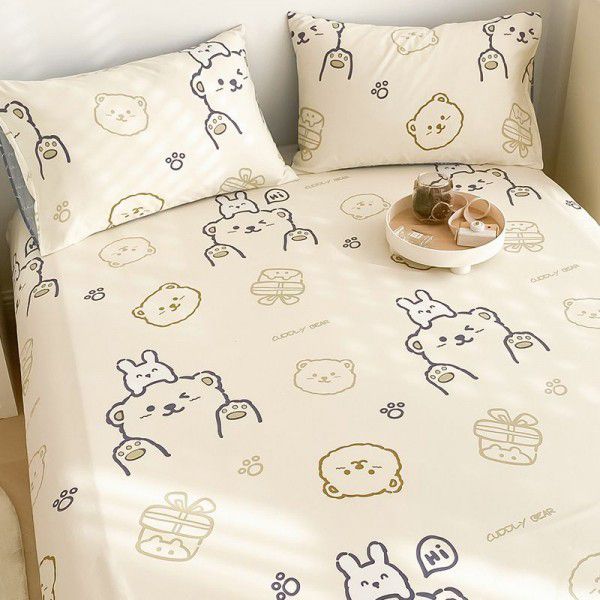 100% Cotton Fitted Sheet One Piece 100% Cotton Bedcover Children's Mattress Cover Simmons Protective Cover All Inclusive Non slip Sheet Set 