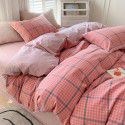 Cotton Yarn dyed Washed Cotton Four Piece Set Pure Cotton Printless Manufacturer Direct Sales Bedding, Quilt Cover, Japanese Style Good Fitted Sheet Wholesale 