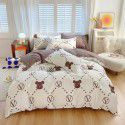 Wholesale all cotton thickened four piece set, all cotton brushed three piece set, student dormitory bed sheet and quilt cover, one for distribution 