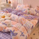 Thickened warm keeping pure cotton buffed four piece cotton quilt cover sheet 1.5/1.8m simple three piece bedding set 