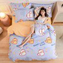 Wholesale all cotton thickened four piece set, all cotton brushed three piece set, student dormitory bed sheet and quilt cover, one for distribution 