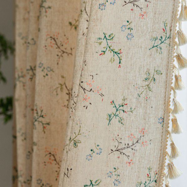 North American curtain, finished small window, kitchen, half curtain, tassel, cotton, linen, half shading, window, short curtain, cross-border Japan and Korea 