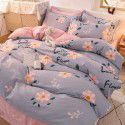 Thickened warm keeping pure cotton buffed four piece cotton quilt cover sheet 1.5/1.8m simple three piece bedding set 