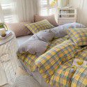 Cotton Yarn dyed Washed Cotton Four Piece Set Pure Cotton Printless Manufacturer Direct Sales Bedding, Quilt Cover, Japanese Style Good Fitted Sheet Wholesale 
