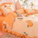 Korean style cotton princess style four-piece set small fresh bed skirt quilt cover sheet cotton dormitory bed three-piece set