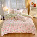 Wholesale all cotton thickened four piece set, all cotton brushed three piece set, student dormitory bed sheet and quilt cover, one for distribution 