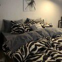 Nordic Style Simple Gentleman Men's Grey Duvet Cover Bedding Set of 4 Pieces Solid Color Sheet Grid Dormitory Set of 3 Pieces 