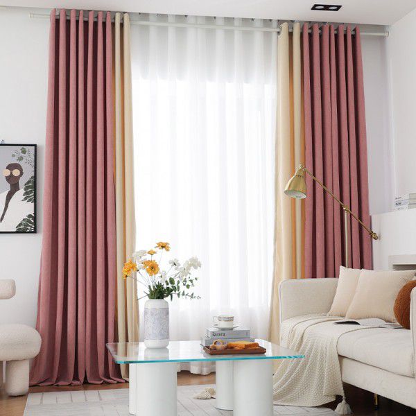 New minimalist nordic ins baby velvet finished curtain living room balcony window curtain 