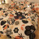 Factory direct sale cow black and white spot wash cotton four piece set ins simple nordic quilt cover 1.8 bed sheet for bed 