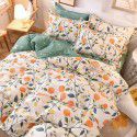 Thickened warm keeping pure cotton buffed four piece cotton quilt cover sheet 1.5/1.8m simple three piece bedding set 