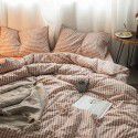 Nordic Style Simple Gentleman Men's Grey Duvet Cover Bedding Set of 4 Pieces Solid Color Sheet Grid Dormitory Set of 3 Pieces 