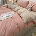 Cotton wash cotton bed four piece set 100 cotton summer Japanese simple bed linen three piece set white quilt cover sheet 4 