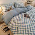Factory direct selling bedding all cotton matted four piece square bed sheet quilt cover three piece simple ins kit 