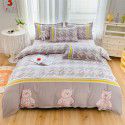 Wholesale all cotton thickened four piece set, all cotton brushed three piece set, student dormitory bed sheet and quilt cover, one for distribution 