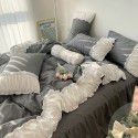 Korean/ins Tulip Bed Skirt 4pc Set Autumn and Winter French Lace Little Flowers Bedding Sheet Cover 3pc Set Wholesale 