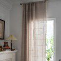 Lexuan Xiu's new jacquard lattice curtain, polyester imitation cotton tassel kitchen curtain, Nordic style shooting background curtain 