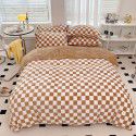 Milk velvet four piece set checkerboard thickened warm bed sheet Fitted sheet Bedding set One piece wholesale 