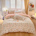 Wholesale all cotton thickened four piece set, all cotton brushed three piece set, student dormitory bed sheet and quilt cover, one for distribution 