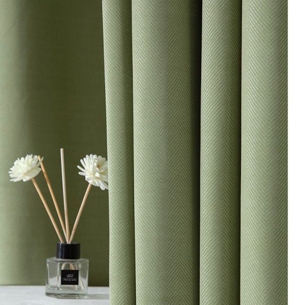 Nordic fishbone pattern curtain shading bedroom living room window small red book recommendation ins restaurant hotel net red fabric 
