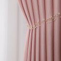 Modern simple thousand silk cotton curtain, solid color blackout cloth, cream color curtain, light luxury, vertical stripe, living room and bedroom project 