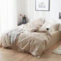 Wuji 4-Piece Bedding Product Washed Cotton Fine Sheet Set Solid Color Simple 4-Piece Fitted Sheet