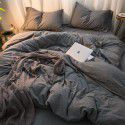Nordic Style Simple Gentleman Men's Grey Duvet Cover Bedding Set of 4 Pieces Solid Color Sheet Grid Dormitory Set of 3 Pieces 