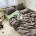 Mix and match ins washed cotton four piece set solid color American cotton dormitory three piece set fitted sheet, bed sheet and quilt cover wholesale distribution 