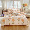 Wholesale all cotton thickened four piece set, all cotton brushed three piece set, student dormitory bed sheet and quilt cover, one for distribution 