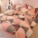 Thickened warm keeping pure cotton buffed four piece cotton quilt cover sheet 1.5/1.8m simple three piece bedding set 