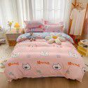 Wholesale all cotton thickened four piece set, all cotton brushed three piece set, student dormitory bed sheet and quilt cover, one for distribution 