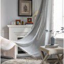 Lexuan Xiu's new jacquard lattice curtain, polyester imitation cotton tassel kitchen curtain, Nordic style shooting background curtain 