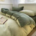 Solid color mixed with winter thickened milk velvet four piece set warm coral velvet bed sheet quilt cover fitted sheet wholesale 