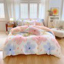 Wholesale all cotton thickened four piece set, all cotton brushed three piece set, student dormitory bed sheet and quilt cover, one for distribution 