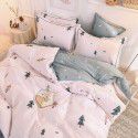 Thickened warm keeping pure cotton buffed four piece cotton quilt cover sheet 1.5/1.8m simple three piece bedding set 