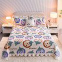 Cream wind milk velvet bed cover 3-piece set Korean lace bedspread cotton clip slip slip single bed cover coral velvet bed sheet winter 