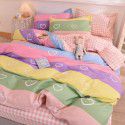 Thickened warm keeping pure cotton buffed four piece cotton quilt cover sheet 1.5/1.8m simple three piece bedding set 