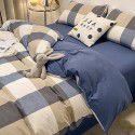 Cotton wash cotton bed four piece set 100 cotton summer Japanese simple bed linen three piece set white quilt cover sheet 4 