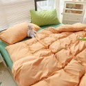 Mix and match ins washed cotton four piece set solid color American cotton dormitory three piece set fitted sheet, bed sheet and quilt cover wholesale distribution 
