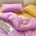 Mix and match ins washed cotton four piece set solid color American cotton dormitory three piece set fitted sheet, bed sheet and quilt cover wholesale distribution 