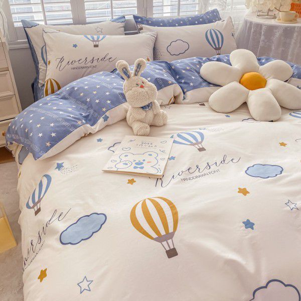 2022 spring new ins cartoon pure cotton bedding four piece cotton children's sheet quilt cover three piece set 