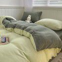 Solid color mixed with winter thickened milk velvet four piece set warm coral velvet bed sheet quilt cover fitted sheet wholesale 