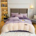 Luxurious minimalist beanstalk color contrast patch cloth embroidered milk velvet bed sheet four piece set baby velvet three piece set 