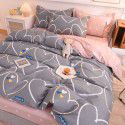 Thickened warm keeping pure cotton buffed four piece cotton quilt cover sheet 1.5/1.8m simple three piece bedding set 