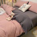 Cotton wash cotton bed four piece set 100 cotton summer Japanese simple bed linen three piece set white quilt cover sheet 4 