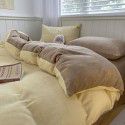 Solid color mixed with winter thickened milk velvet four piece set warm coral velvet bed sheet quilt cover fitted sheet wholesale 
